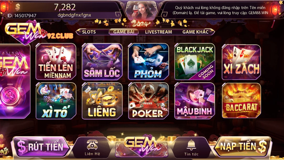 Game bài đổi thưởng - sảnh chơi không thể bỏ lỡ tại Gemwin