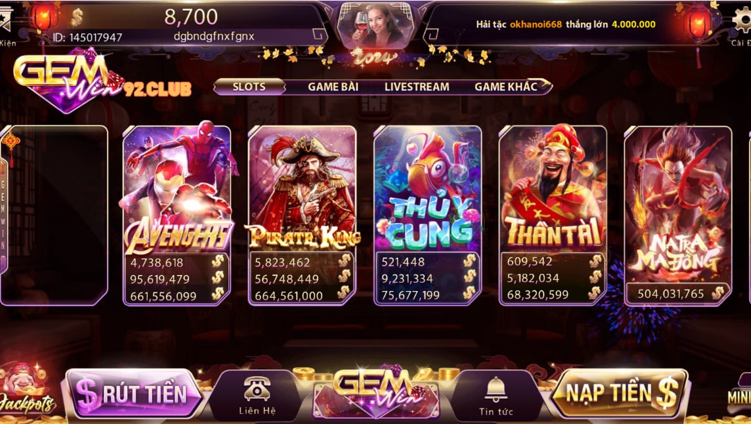 Game slot Gemwin game nổ hũ tỷ lệ ăn cao