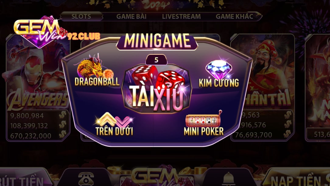 Mini game đẳng cấp tại Gemwin