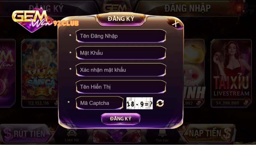 Đăng ký mở tài khoản Gemwin nhanh chóng