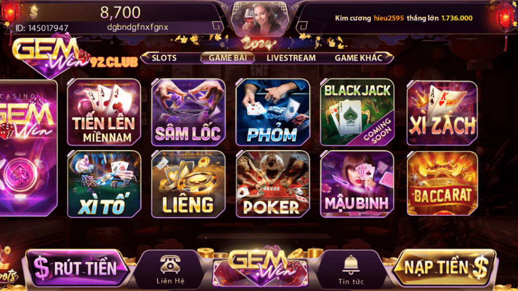 Cổng game bài Gemwin là một sân chơi hấp dẫn dành cho cược thủ
