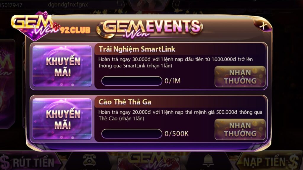 Cổng game Gemwin có những khuyến mãi hấp dẫn