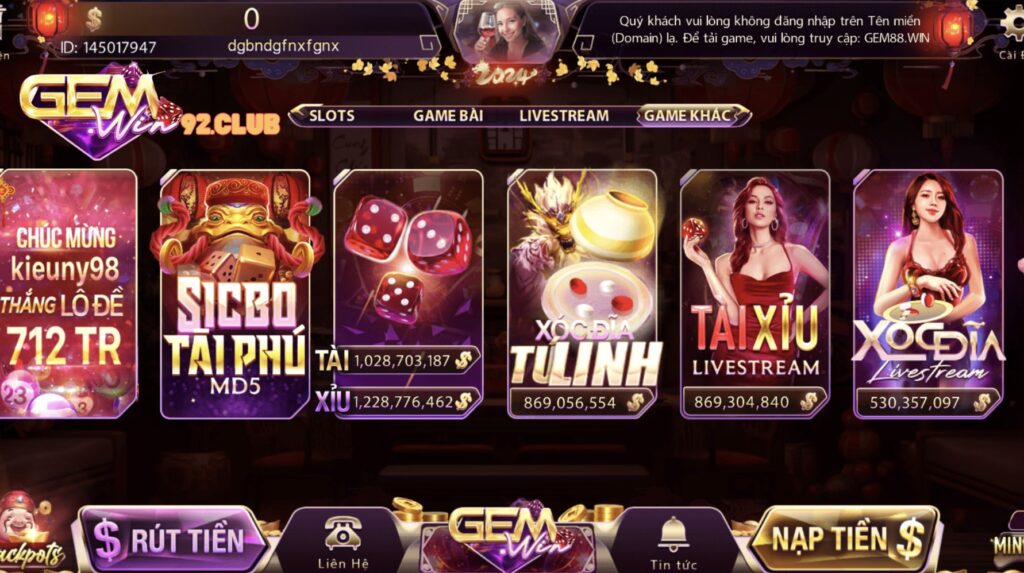 Tài xỉu Gemwin hấp dẫn và ăn khách nhất hiện nay